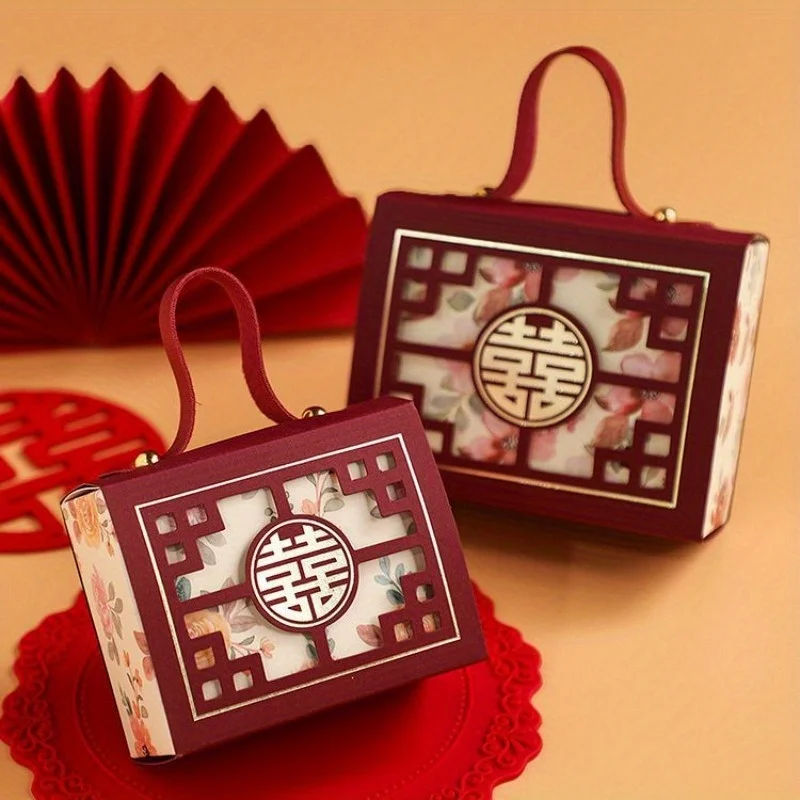 5pcs Chinese Style Gift Box, Candy Box, for Wedding, New Year Gifts. Simple and Advanced Packaging Box(Folding Required)
