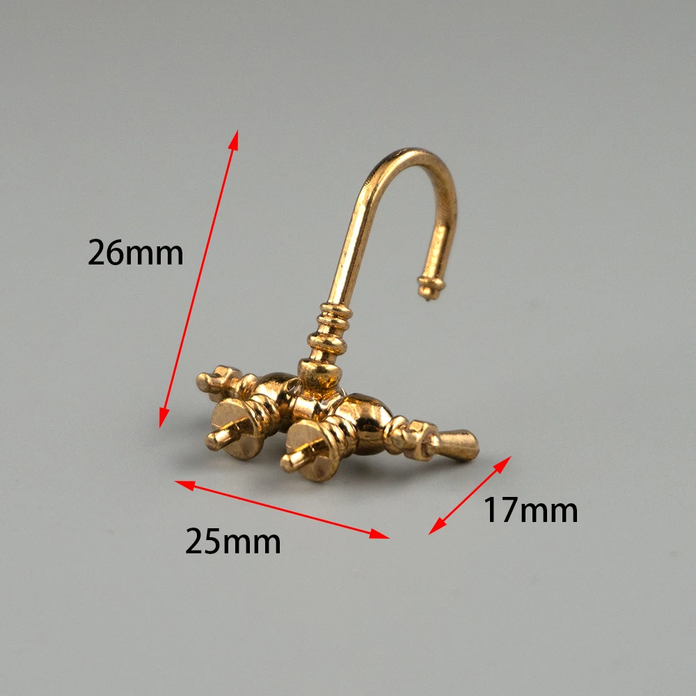 1/12 Doll House Miniature Alloy Bathtub Faucet Simulation Water Tap Model Toys for Mini Decoration Dollhouse Accessories