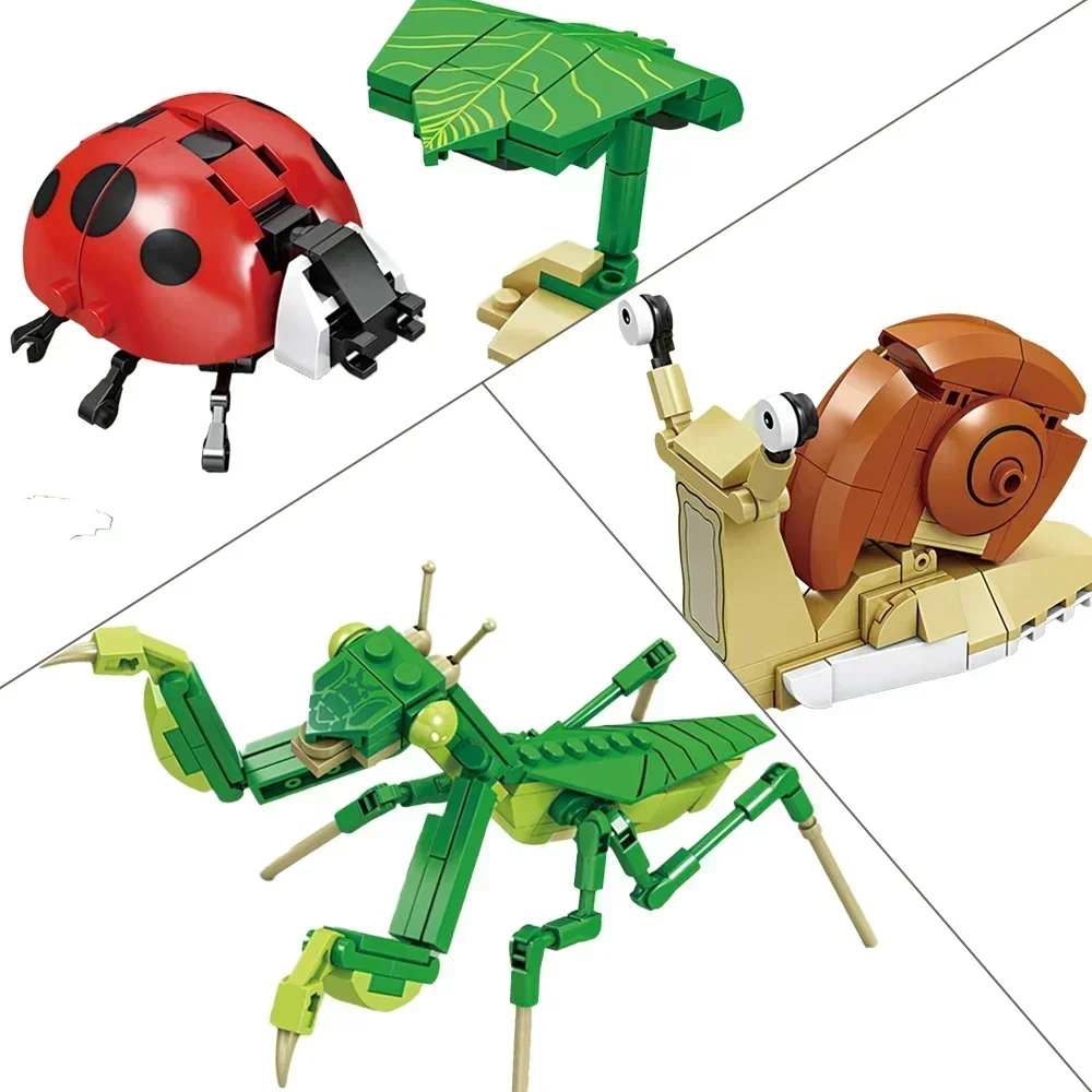 Modelo de insecto colorido, juguetes de bloques de construcción, fácil montaje, aumenta la coordinación mano-ojo, regalo educativo perfecto de cumpleaños para niños