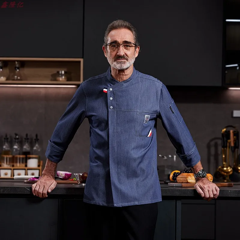 Uniforme de Chef de Hotel, ropa de trabajo para Chef de restaurante, pastelería, panadero, restaurante occidental, camarero, ropa de cocina de otoño