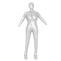 Full Body Woman Female Inflatable Mannequin Dummy Torso Display Model PVC Silver Mannequins DIY Apparel Sewing Supplies Crafts