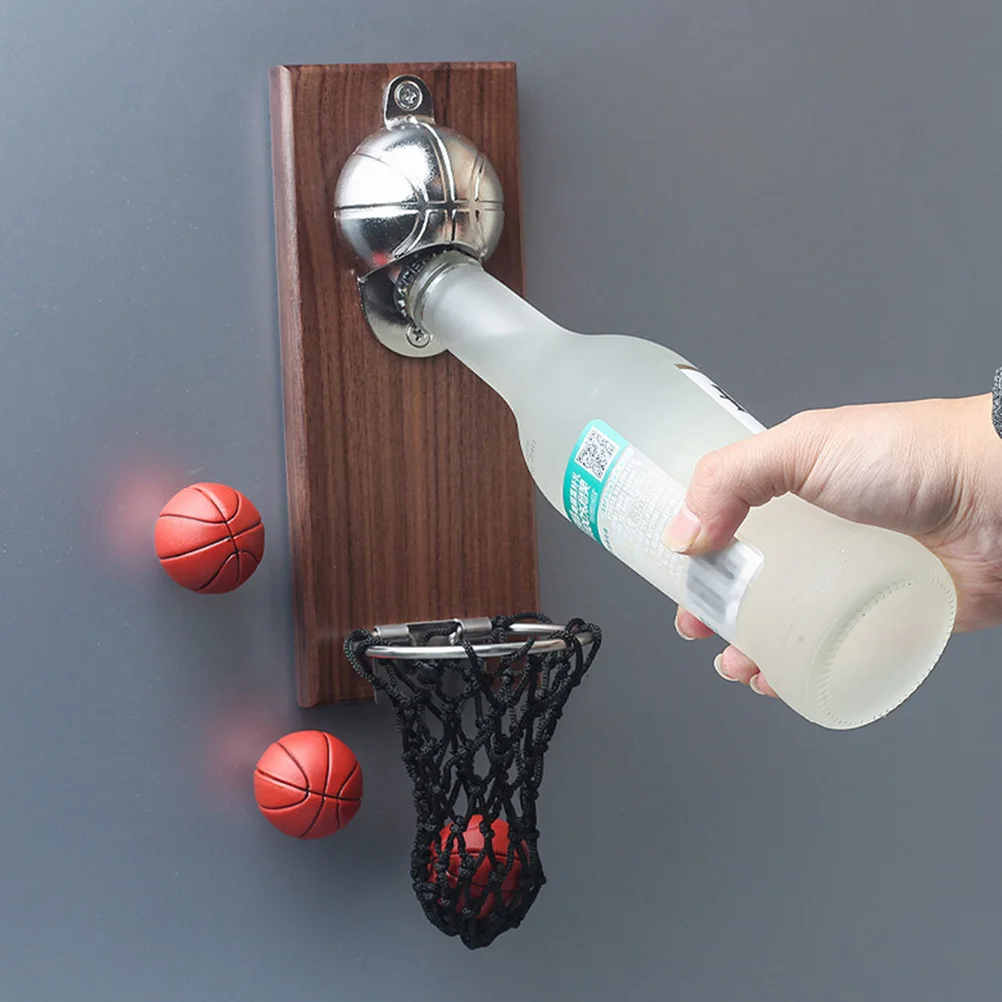 

1pc Basketball Bottle Opener Stainless Steel Magnetic Wall Mounted For Home Bar Kitchen Camping Outdoor Use Beer Opening Tool