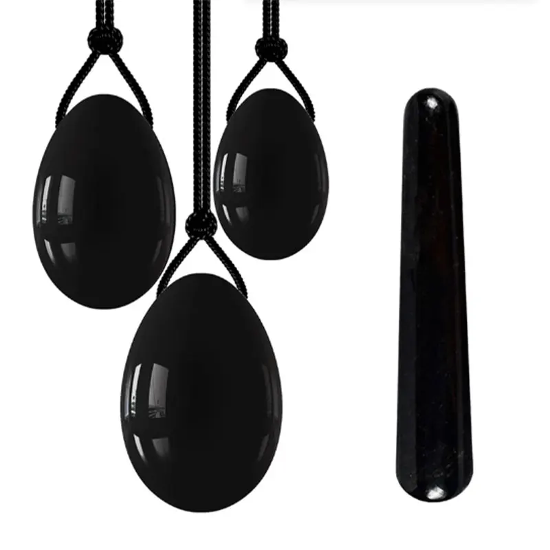 Obsidian Yoni Egg Natural Jade Massage For Kegel Exercise Vaginal Muscle Massage Female Vaginal Muscle Exerciser Body Massager