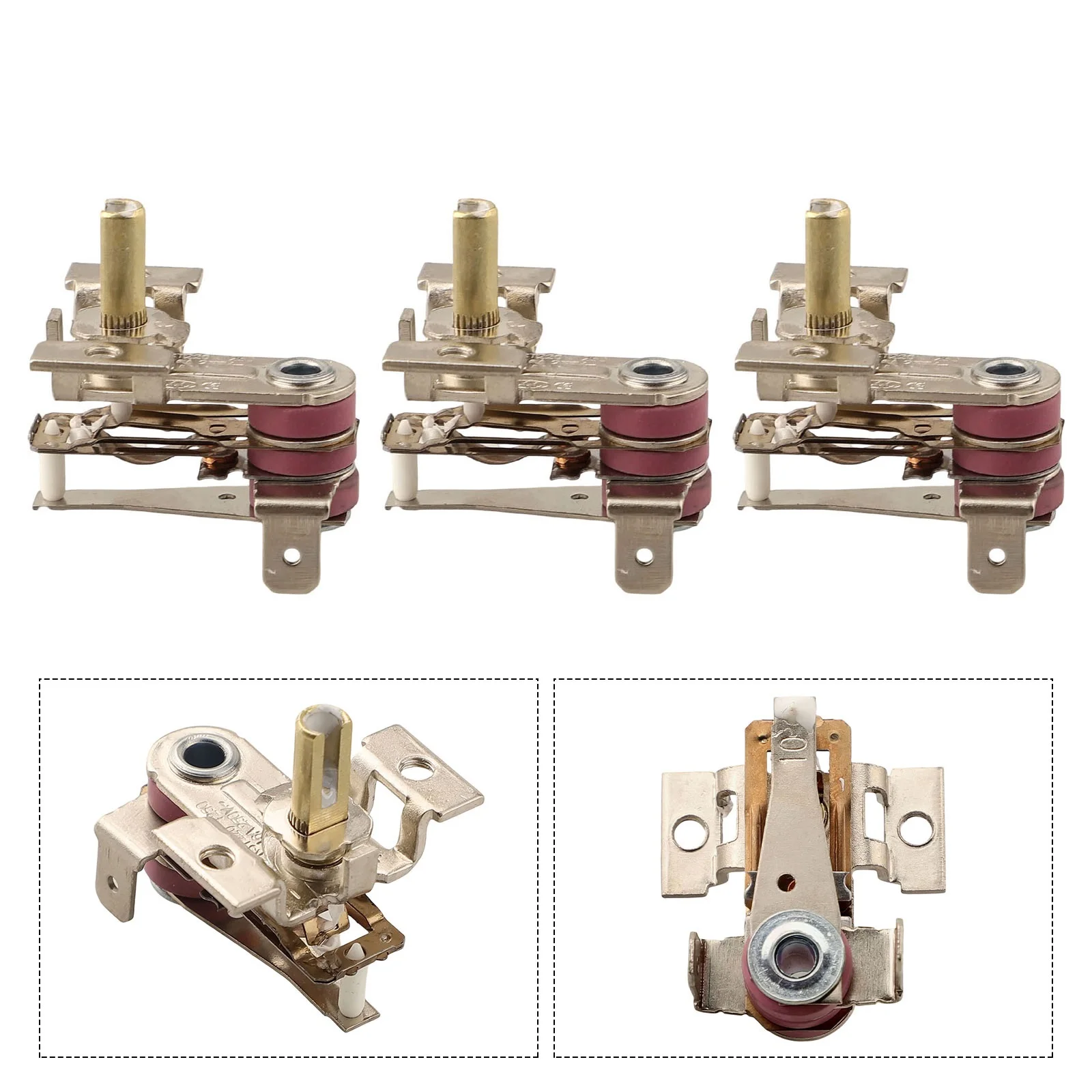 3 Pieces Professional Heating Thermostat 90C Temperature Control Switch For Electric Iron Fryer Oven AC 250V 16A Steel