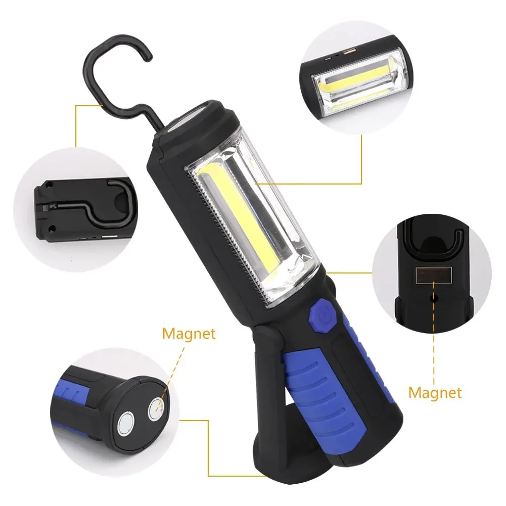 COB Working Light LED 90° Rotate Torch Flashlight Waterproof Camping Lamp Magnet USB Charge Car Repair Light Hook Lanterna