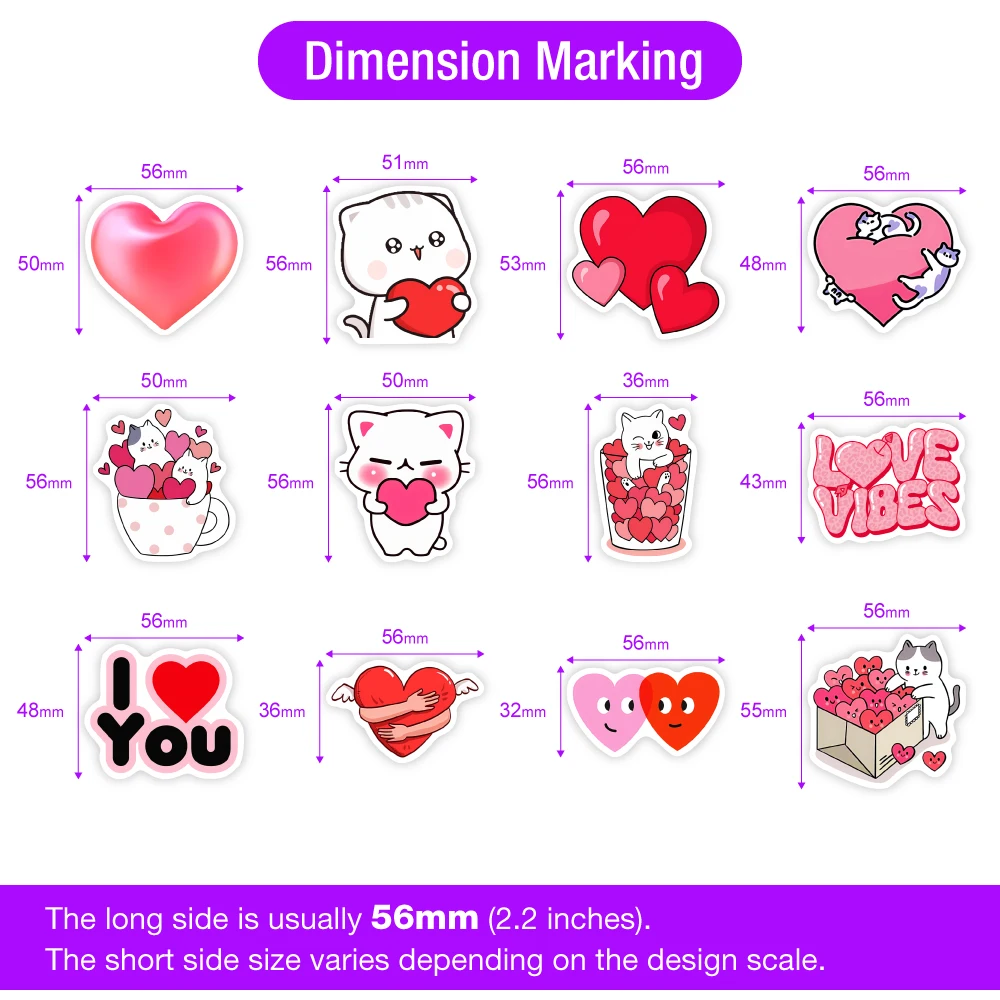 Red Heart Love Stickers Valentine\'s Day DIY Gift Toys for Scrapbook Diary Journals Laptop Luggage Bottles Decorative Waterproof