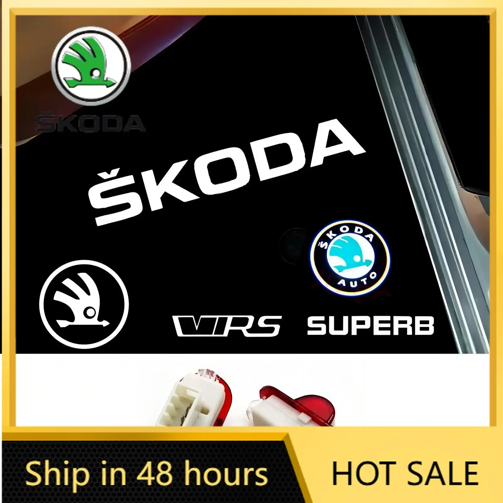 Luces LED de Proyección para Puerta de Coche Skoda (2 Piezas) - Emblema con Efecto de Sombra Fantasma para Skoda VRS Octavia A5 MKII Hatchback y Estate