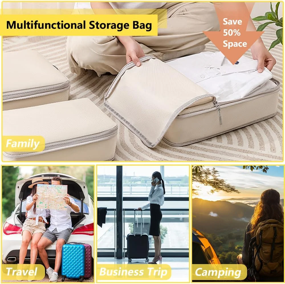 4 Set Portable Packing Travel Bags,Storage Moving Organizer, Suitcases Travel Storage Bags Set, Ultralight Compression Organizer