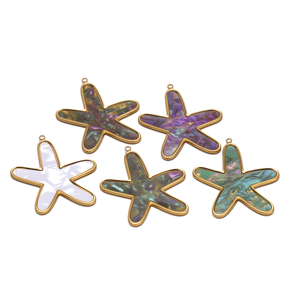 4 Stück Edelstahl-Muschel-Seestern-Anhänger für DIY Strand-Schmuck, Halsketten-Charms, Kinder-Armbänder und Ohrringe – Detail 1