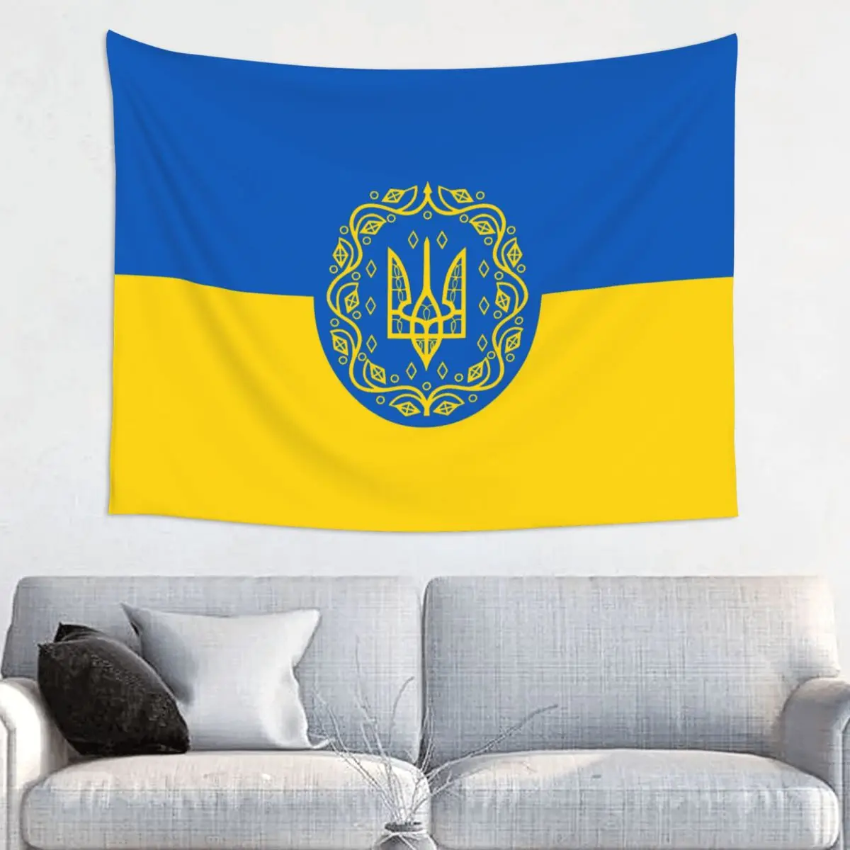 Ukrainian Ukraine Flag Tapestry Wall Hanging Print Fabric Tapestries Boho Wall Blanket Wall Decor 95x73cm