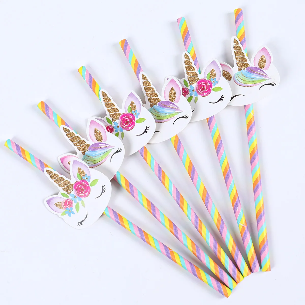 Unicorn Disposable Straws Unicorn Rainbow Party Tableware Birthday Kids Baby Shower Wedding Pool Party Decoration Supplies
