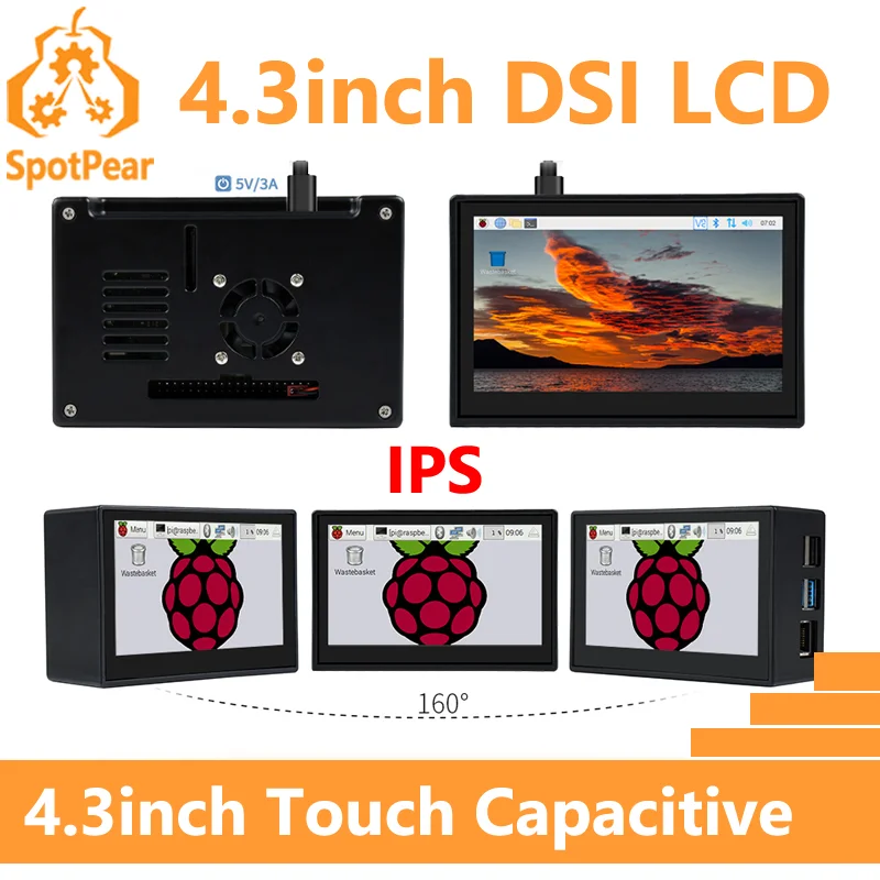 

Raspberry Pi 4,3-дюймовый DSI-дисплей MIPI 800x480 4,3-дюймовый емкостный сенсорный экран IPS Touch LCD для Pi 5/4B/3B+/3A+/3B/2B/B+/A+
