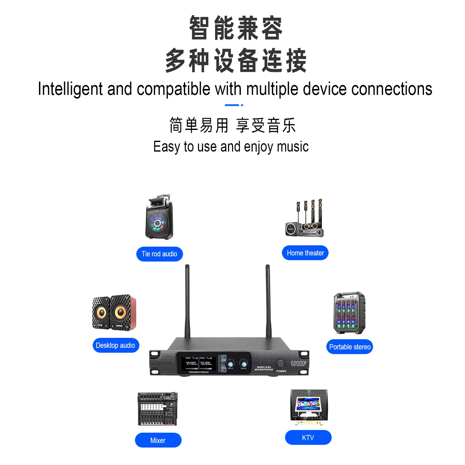 GAW-SH300 Wireless dynamic handheld microphone one-to-two household karaoke outdoor stage performance conference microphone