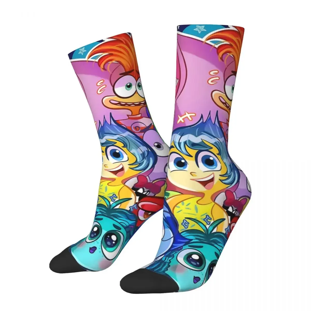 Autumn Winter Crazy Design Men's Women's Inside Out Emotions Joy Socks Cartoon Non-slip Basketball Socks