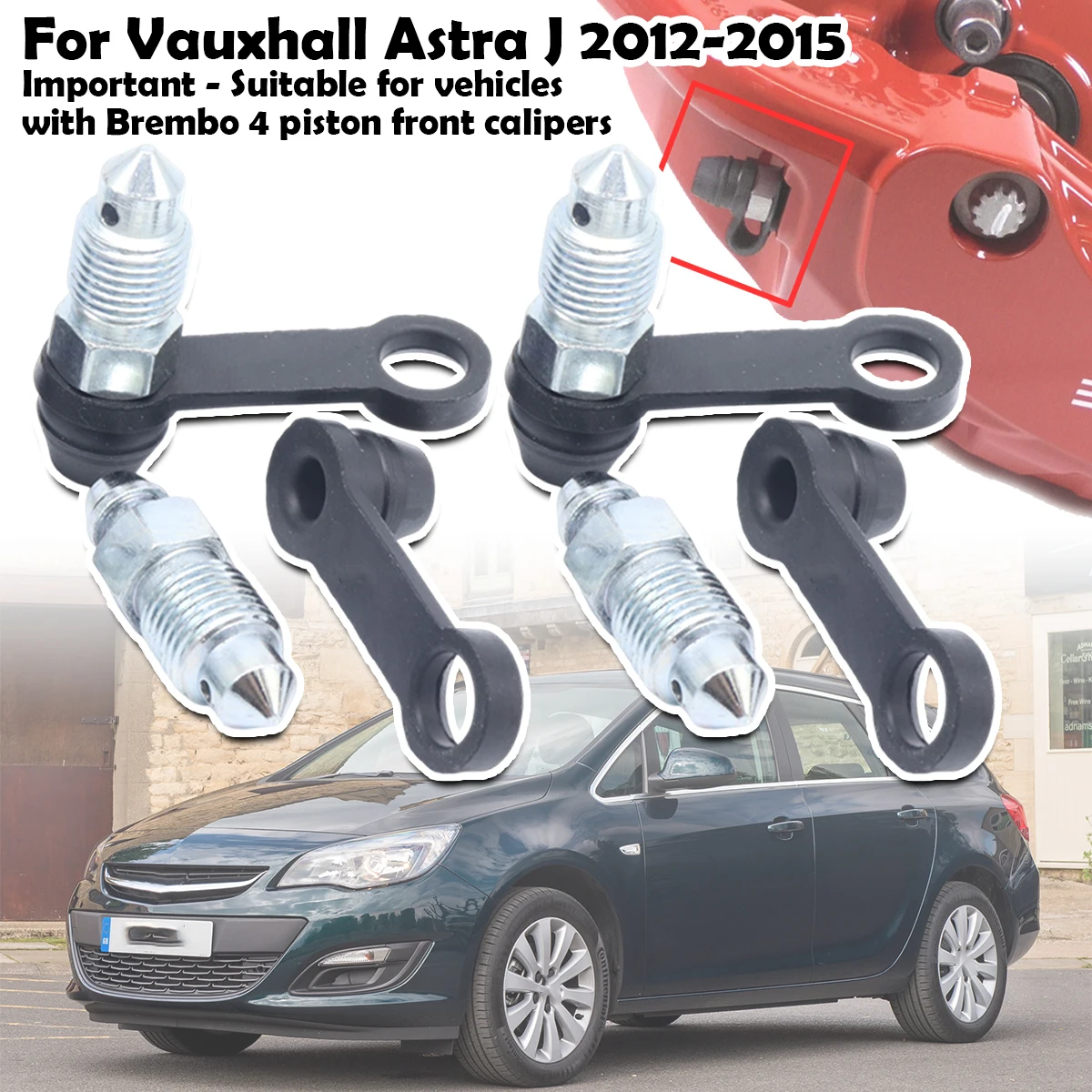 

Car Front Bleeder Valves and Rubber Dust Cap Left Right Caliper Bleed Nipple Screw Repair Kit For Vauxhall Astra J 2012 - 2015