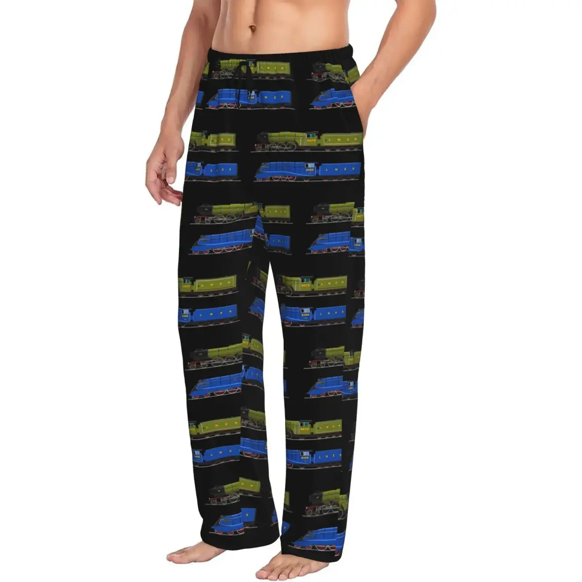 Custom Flying Scotsman And The Mallard Men Pajama Pants Lounge Sleep Sleepwear Bottoms with Pockets