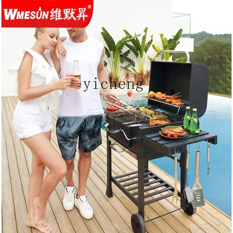 CF-20  Outdoor Grill Home Villa Courtyard American BBQ Cast Iron Barbecue Rack Charcoal Grill Stove