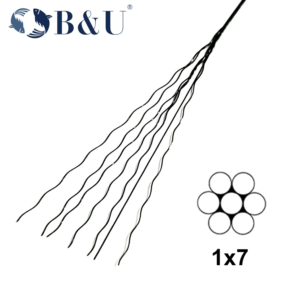 B&U Ti7 Predator Leader 1x7 Nickel-Titanium Angelschnur 10ft 3m Knickresistent für Hecht – Detail 3