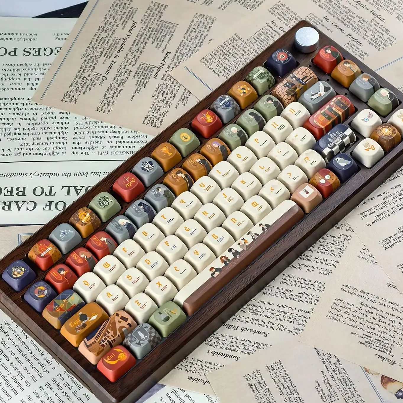 MAIMOOO Magic Owl Keycaps Letter Retro Moa Cherry PBT Personalized Cartoon Keyboard Keycaps for Aula Ajazz Rain Thai Key cap