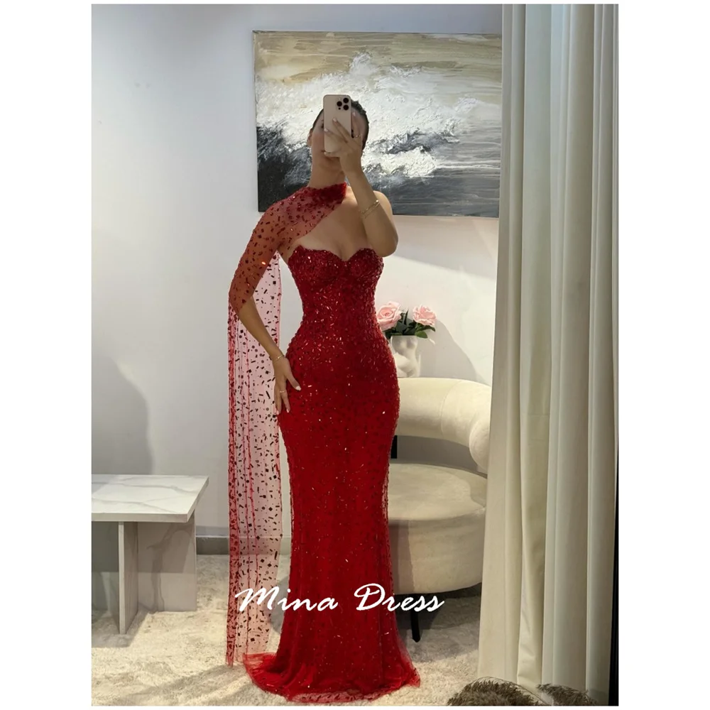 

Mina Customized Throw Evening Dress Luxury Elegant Formal Women's Dresses for Special Occasions Back-length Heart-bearing Party