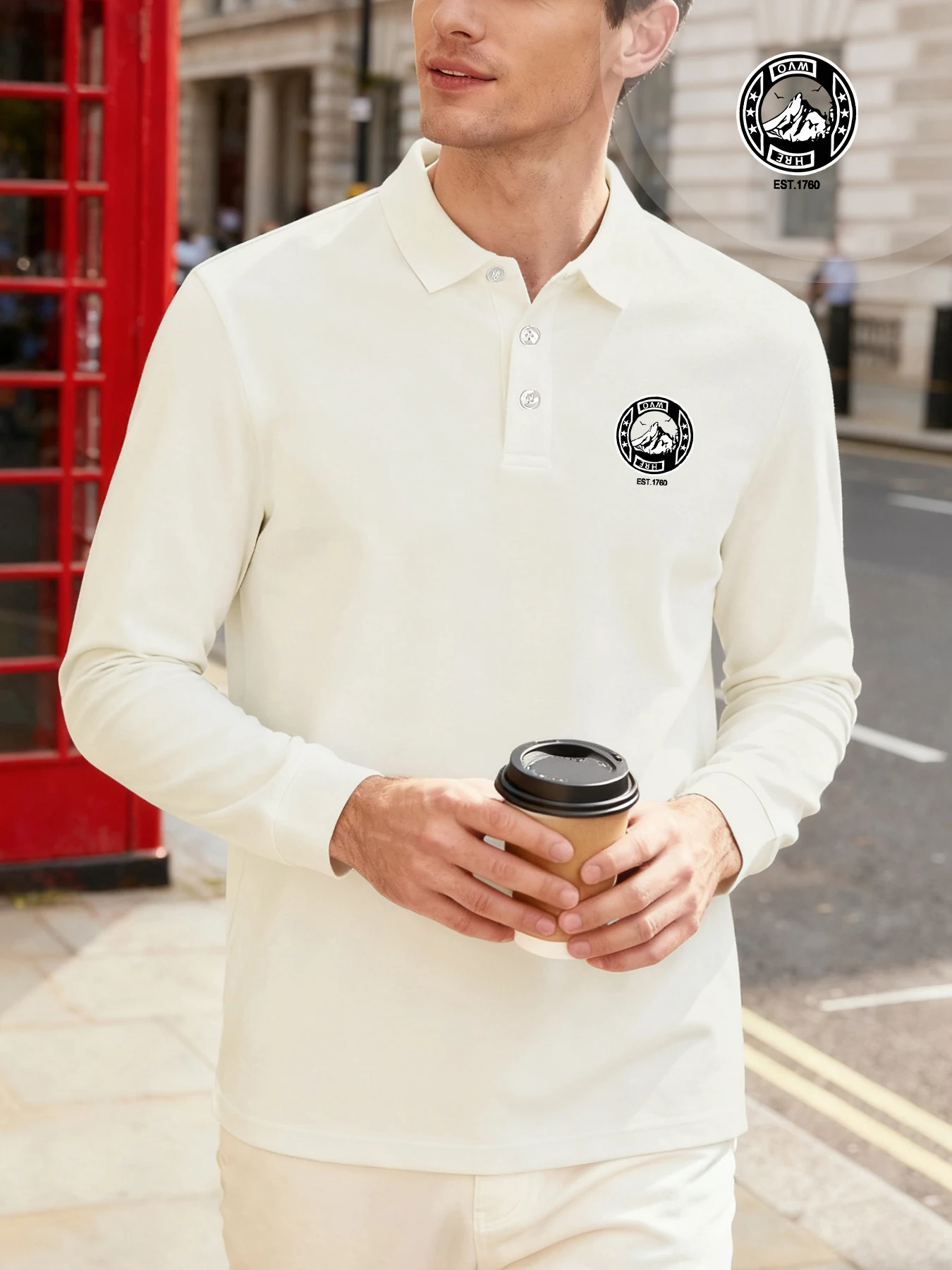 

Мужские рубашки поло с логотипом Est.1760 на открытом воздухе, повседневная базовая рубашка, дышащая мягкая одежда, простая деловая одежда унисекс