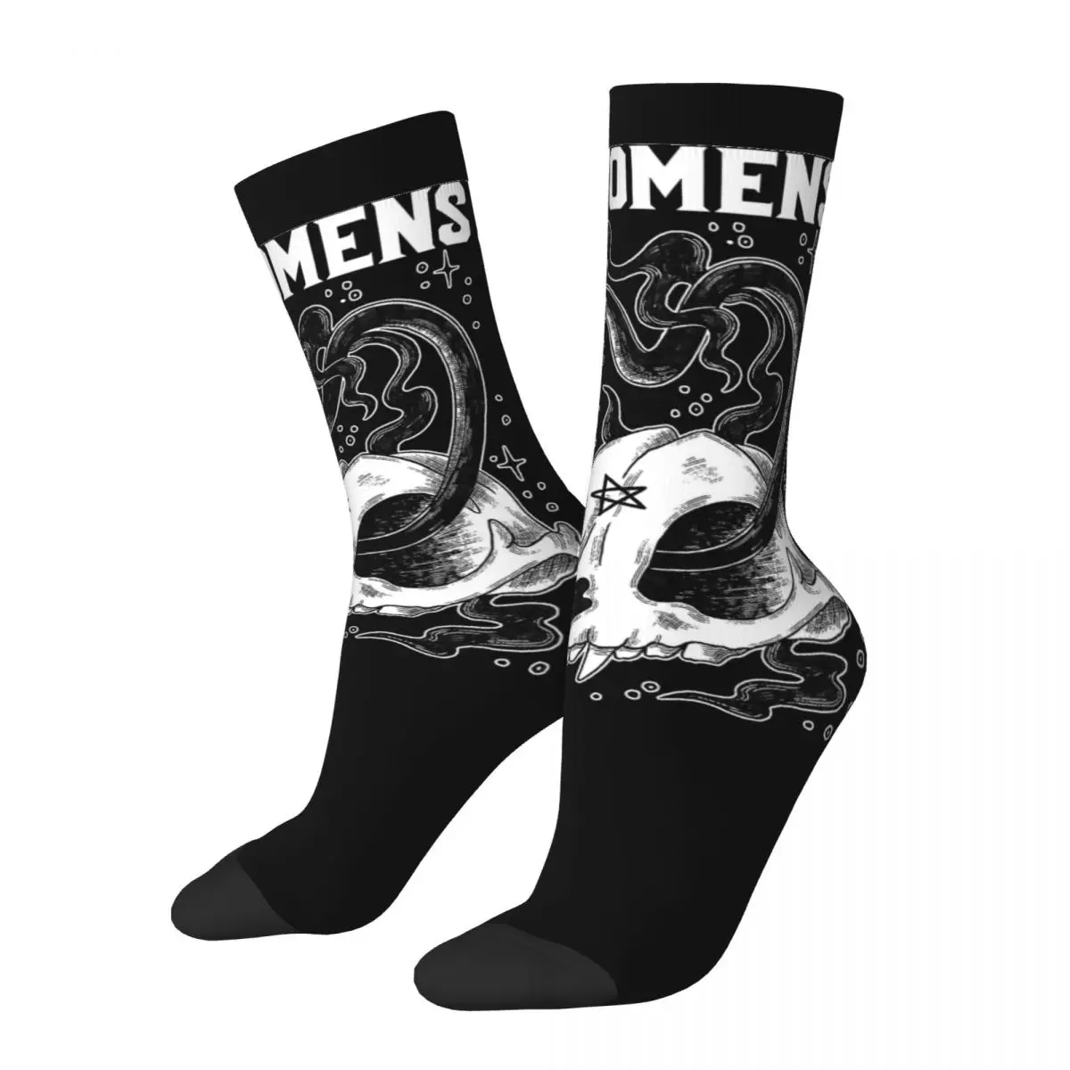 Autumn Winter Funny Women Men Bad Omens Snake And Skull Socks Music Band Sweat Absorbing Crew Socks