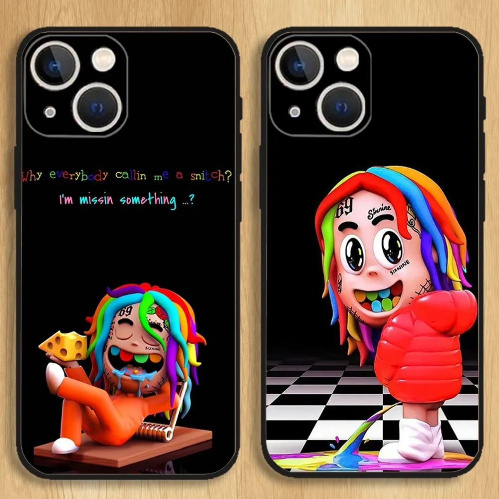 6ix9ine Tekashi69 Rapper Phone Case For iPhone15,14,13,12,11,Pro,Max,Plus,Mini,X,XS,XR,8,7,6,S,Plus,SE Soft Black Case