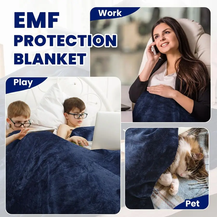 بطانية فاراداي كبيرة مقاس 86 × 86 بوصة لحماية الأطفال الحوامل، بطانية مانعة Emf لـ 5 جرام، بلوتوث، أبراج الهاتف، جانبين