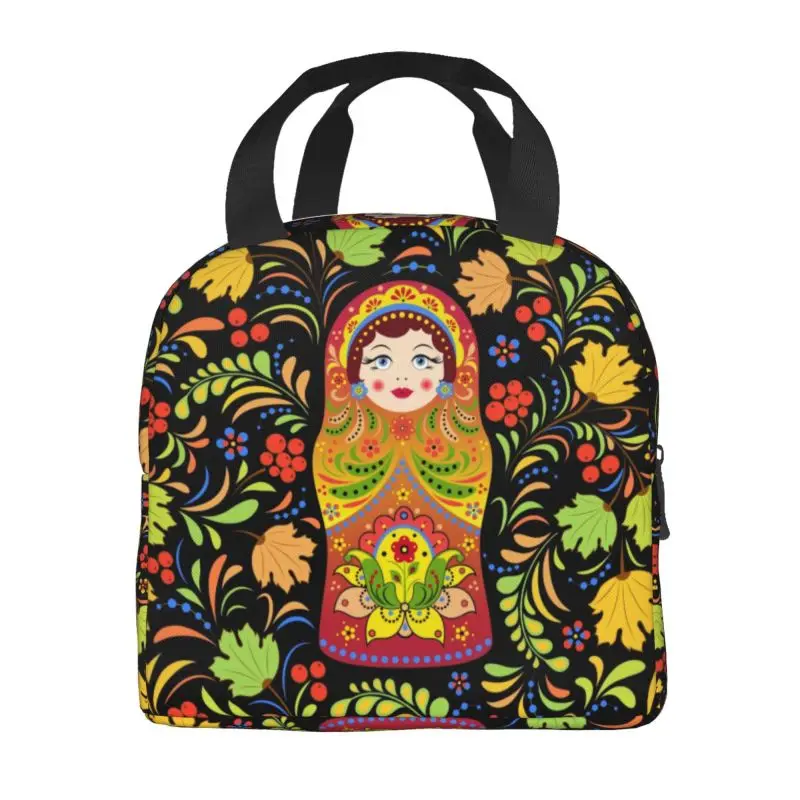 Russian Babushka Matryoshka Doll Insulated Lunch Bag for Outdoor Picnic Waterproof Cooler Thermal Bento Box Women Kids