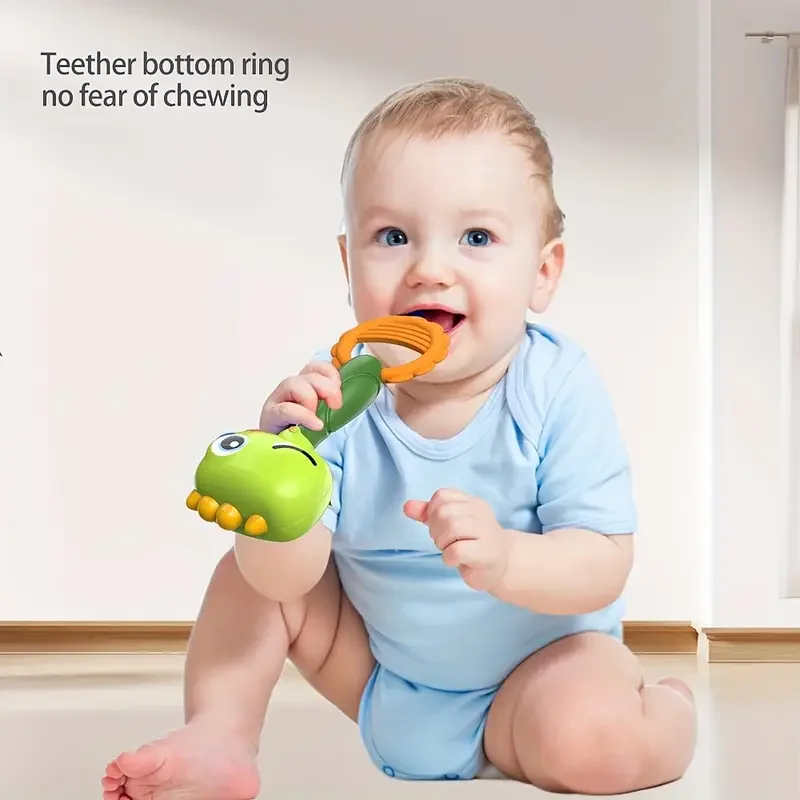Cartoon-Tier-Rassel-Handglocke, sensorisches Lernspielzeug für Neugeborene, Beißspielzeug für Babys, Frühpädagogisches Puzzle-Geschenk für Kinder – Detail 5