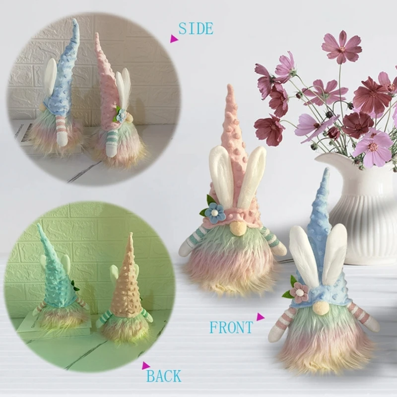 Easter Bunny Gnome Wearing Hat Spring Decorative  Kid Gift for School Office Dormitory Tabletop Decoration Accessory