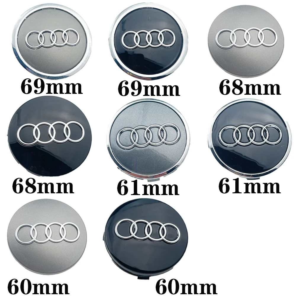 4pcs For Audi A3 A4 B8 A6 C7 A5 Q5 Q3 Q7 S3 S4 S5 S6 S8 Car Wheel Hub Center Caps 60mm 61mm 68mm 69mm Rim Cover Accessorie