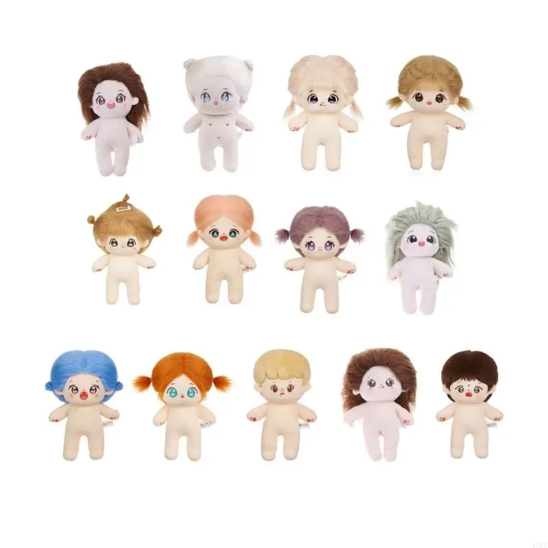 4XFE 20cm Baby Nude Life-like Reborns Play Plush Toy Poseable Dressup Fashion Idol-Doll for Children Toddler Gift