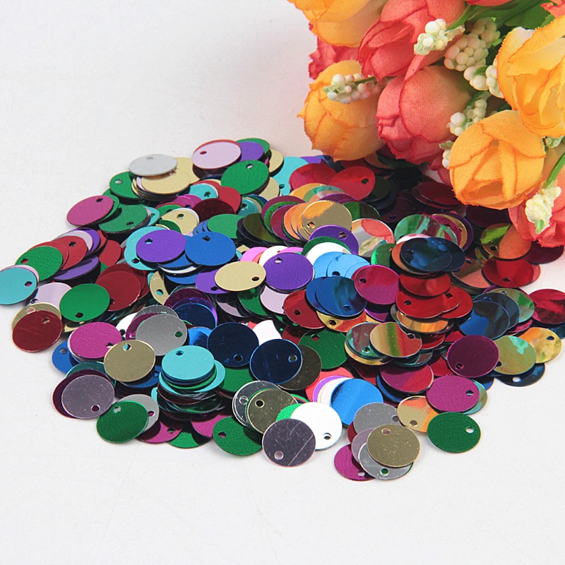 Paillette Sequin 10mm 15mm 20mm 25mm Large Flat Round Edge Hole Loose Sequins for Carfs Kids Dance DIY Decoration Lentejuela 20g