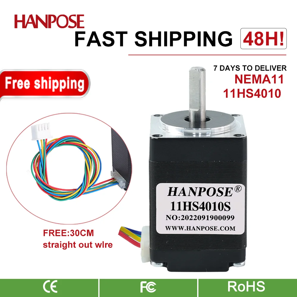 HANPOSE For mini cnc 3D printer stepper 11HS4010  40mm length NEMA11 Stepper Motor 1.0A 4-cable 0.12N.m 1.8 Degree 3D prin