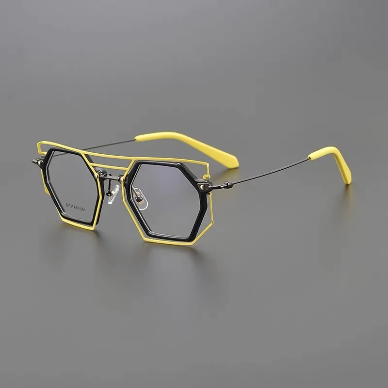 Retro titanium optical glasses frame ultra light acetate glasses frame men and women light luxury brand prescription glasses