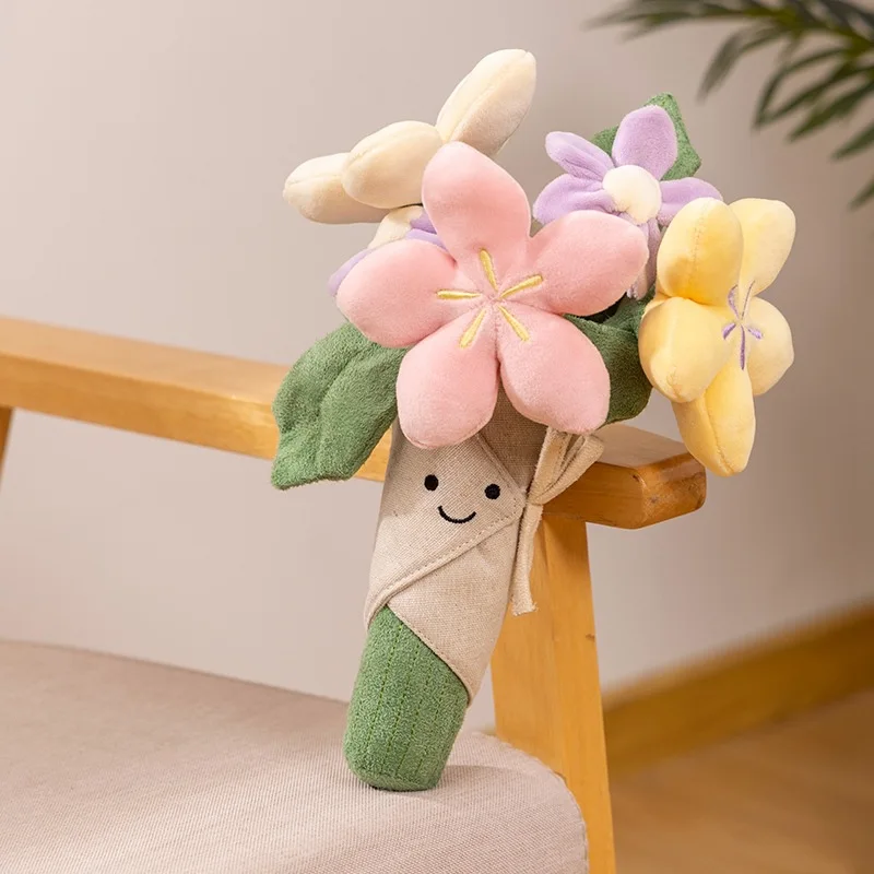 Interessante Plüsch Bouquet, Tulpen, Topfpflanzen, Plüsch puppen, schöne und beruhigende Blumen sträuße und Abschluss Tag Geschenke für Mädchen.