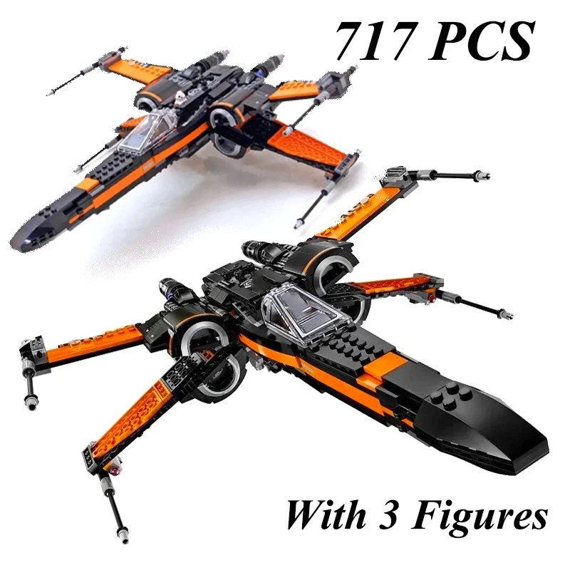 

Technical 717PCS Space Wars X-wing Fighter Plane 75102 Building Blocks Spaceship Warplane Construction Bricks Toys Gifts For Kid