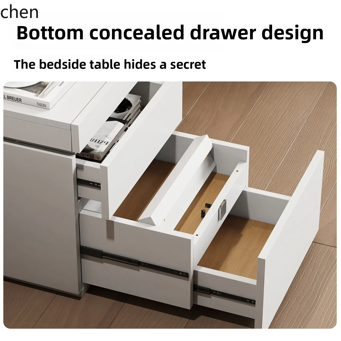 CZ Hidden Compartment Bedside Table Home Simple Safe Integrated Bedside Table Bedroom Multifunctional Storage Cabinet
