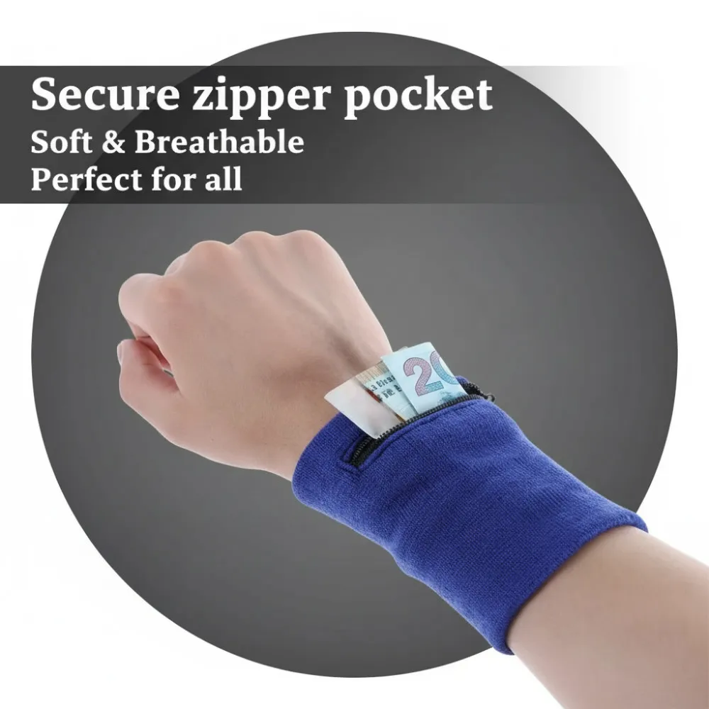 Sports Wristband Zipper Wrist Support Wallet Multifunction Gym Running Arm Band Bag Key Card Storage Bag Cycling Purse Sweatband