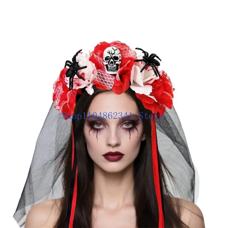 5asd Halloween Party Dance Hairband Fashion Ribbon Design Arachnid Floral Hair Charm #1
