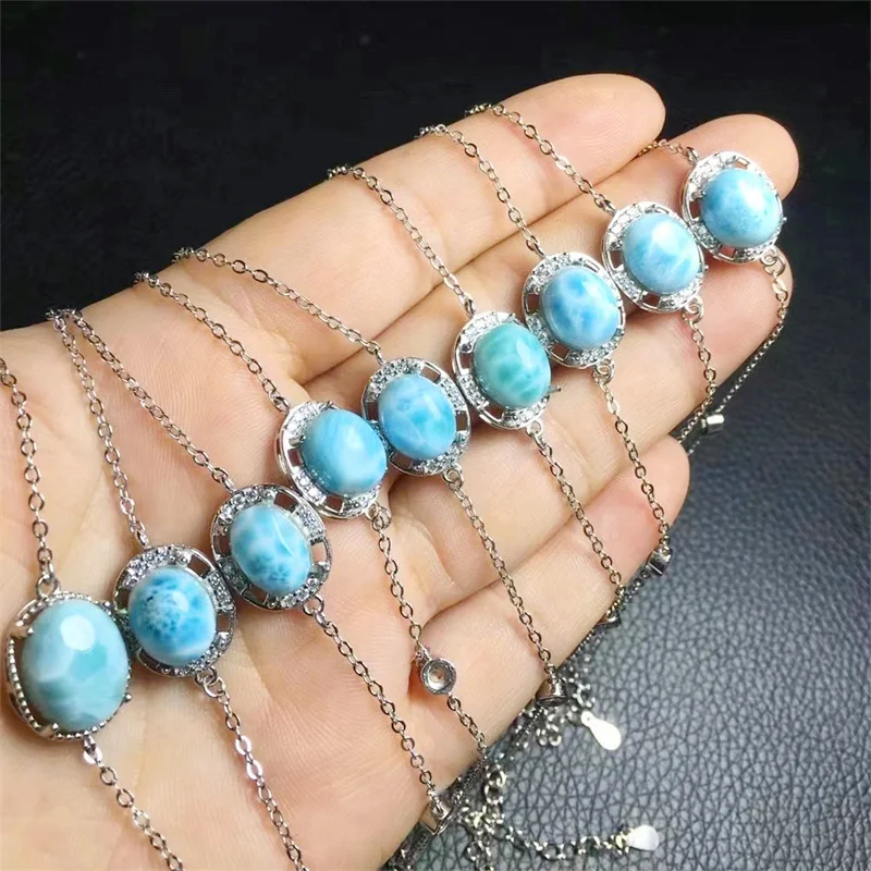 S925 Natural Larimar Bracelet String Charms Fashion Personalized Men Women Gemstone Jewelry Lovers Gift 1PCS