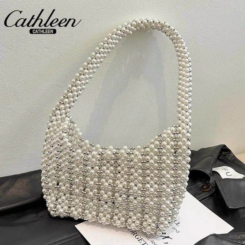 Niche Design Pearl Underarm Bag For Women's Work Bag Fashionable Work Bag Single Shoulder Bag Pearl Handbag Beaded Bag