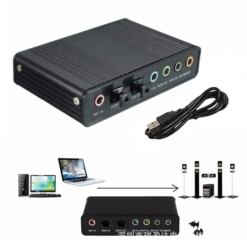 

Внешняя звуковая карта 5,1/7,1, оптическая звуковая USB-карта, 5 каналов, USB 2,0, внешние звуковые карты для ПК, ноутбука, динамика