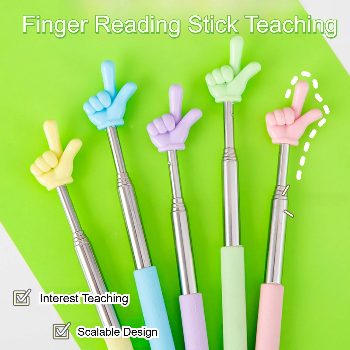 

Extendable Finger Sticks Stainless Steel Teaching Pointer Stick Parent-Child Reading Sticks Telescopic Rod Whiteboard Pointer
