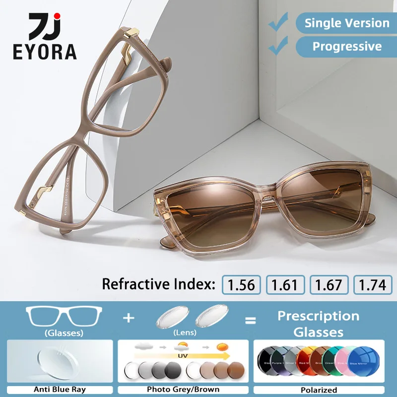 

EYORA откидной поляризационный магнитный зажим женские очки очки для близорукости дальнозоркость анти-синий свет прогрессивные фотохромные очки