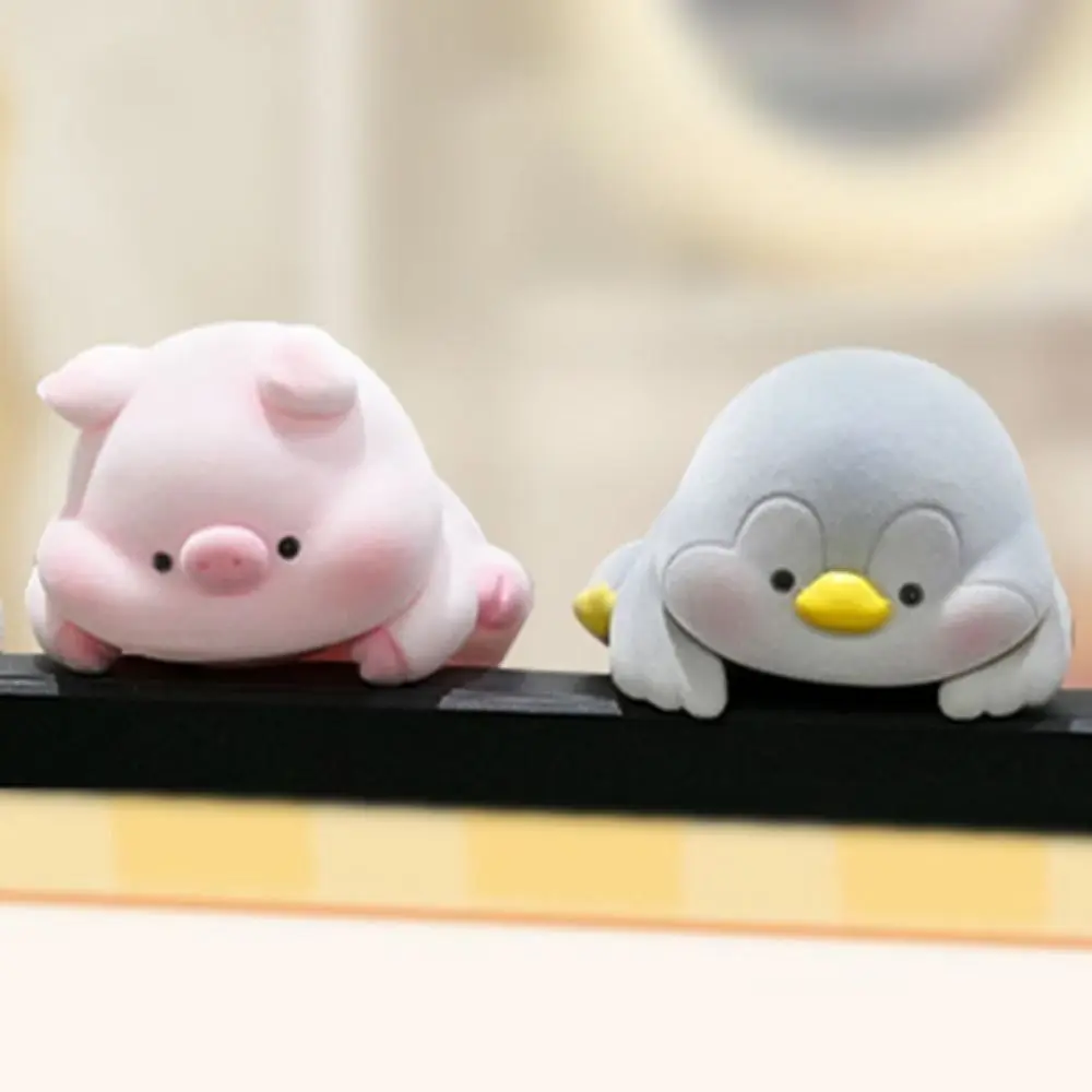 4Pcs/8pcs/set Flocking Computer Monitor Decoration Desk Ornament Computer Display Screen Animal Model Cartoon Rabbit