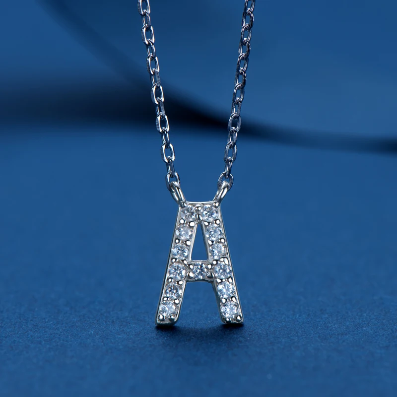 

IOGOU Trendy A-Z English Alphabet Letter Moissanite Pendant Necklace for Women Silver 925 High Quality Necklace Party Jewelry