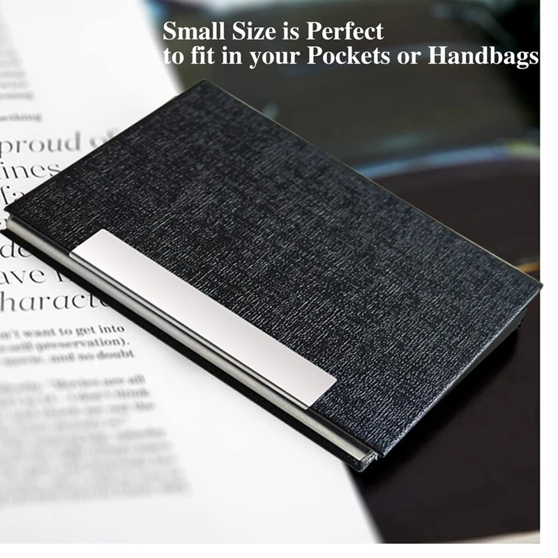 Top-Professional Business Card Holder For Women/Men 4Pcs, PU Leather Metal Credit Card Holder, RFID Blocking Card Holder