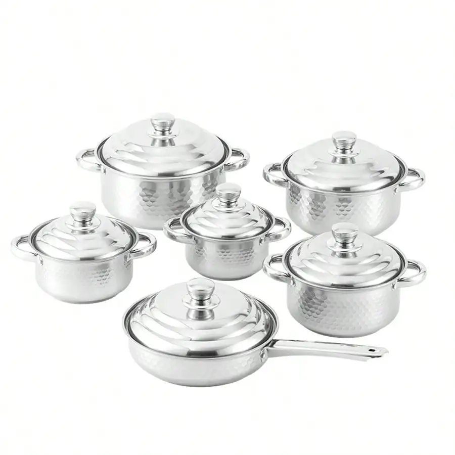 12-Piece Cookware Set, Made Of Stainless Steel, Non-Stick, Kitchen Cookware Set, Non-Stick Cooking Set, All Kinds Of Pots And Pans To Meet All Kitchen Needs, The Best And Most Practical Gift For Mom